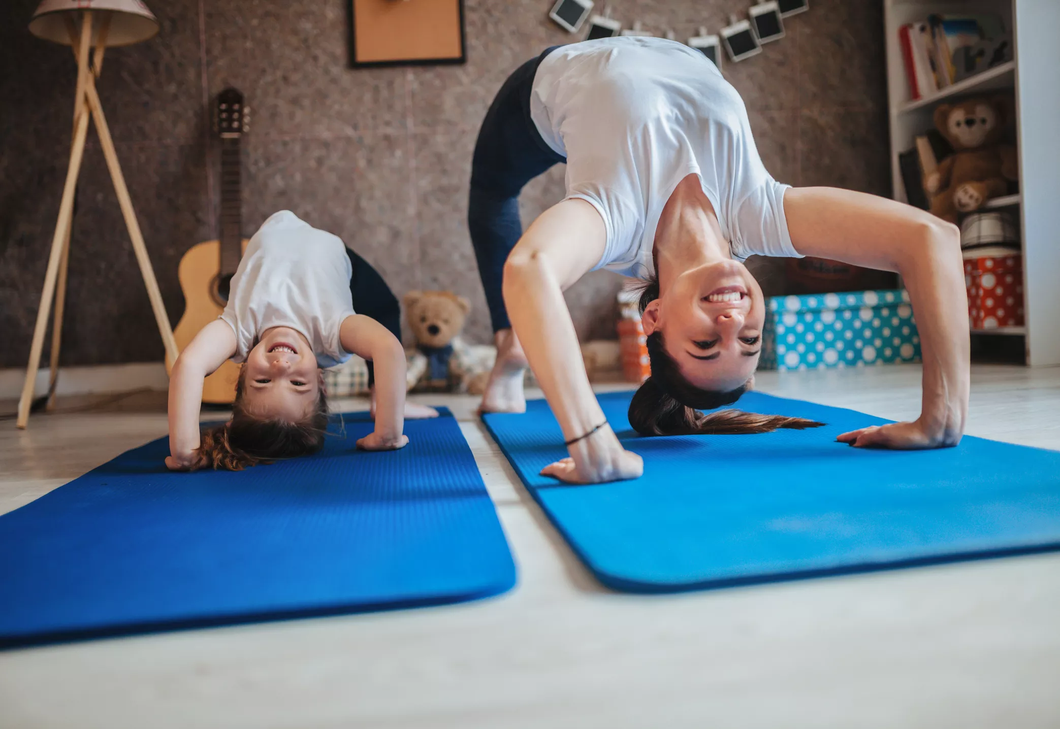 Mom and daughter yoga