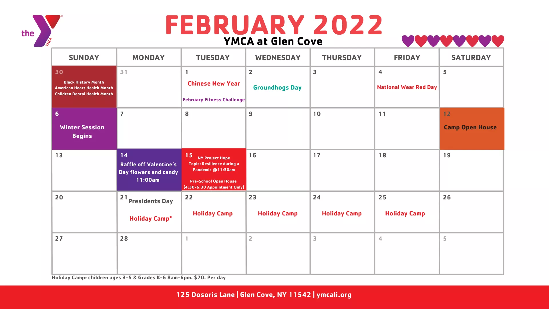 February 2022 Glen Cove calendar